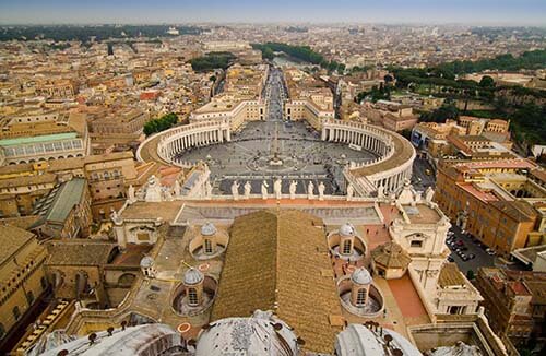 View from St Peters cathedral in Rome