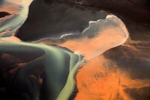 Iceland - River delta aerial