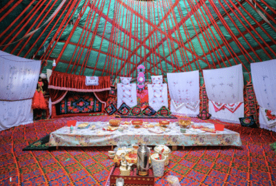dinner with the local hunters in a traditional Mongolian yurt