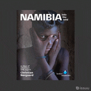 gif images of Nambia into the wild catalogue showing cover and spreads pages