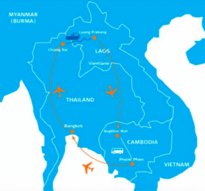 indochina itinerary map