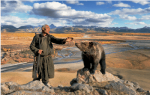 Mongolia-a local tames a small bear