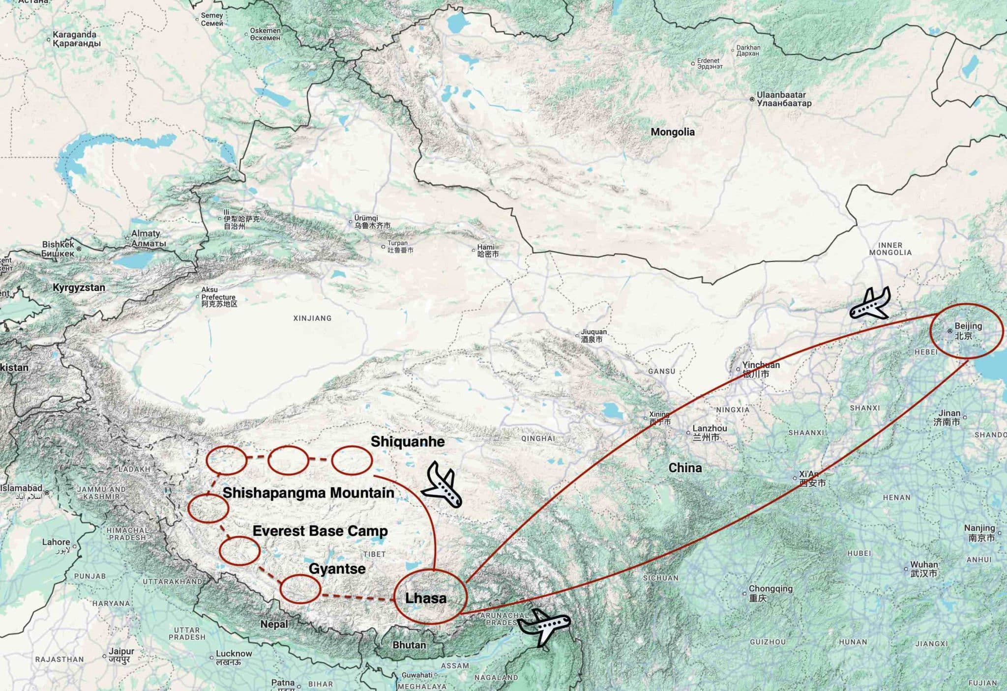 Tibet kort